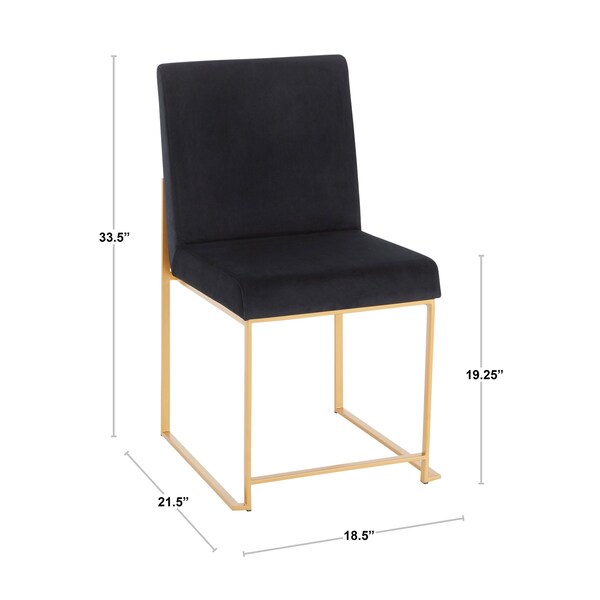 High Back Fuji Dining Chair In Gold And Grey Faux Leather, PK 2